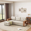 Beige Storage Sectional Sleeper Sofa with Chaise and Shelf