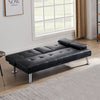 Black Convertible Leather Sleeper Couch with Cup Holder