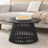 Black Nordic Style Modern Round Coffee Table in Solid Wood