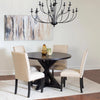 47-Inch Modern Cross Buck Round Dining Table for 4 with Tan Upholstered Nailhead Chairs