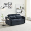 Black Velvet Loveseat Sleeper Sofa Bed with Storage and USB Port