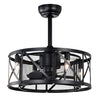 20" Industrial Matte Black Caged Ceiling Fan with Light and 5-ABS Blades