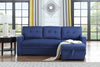 Blue Chaise Sectional Pull Out Couch with Storage