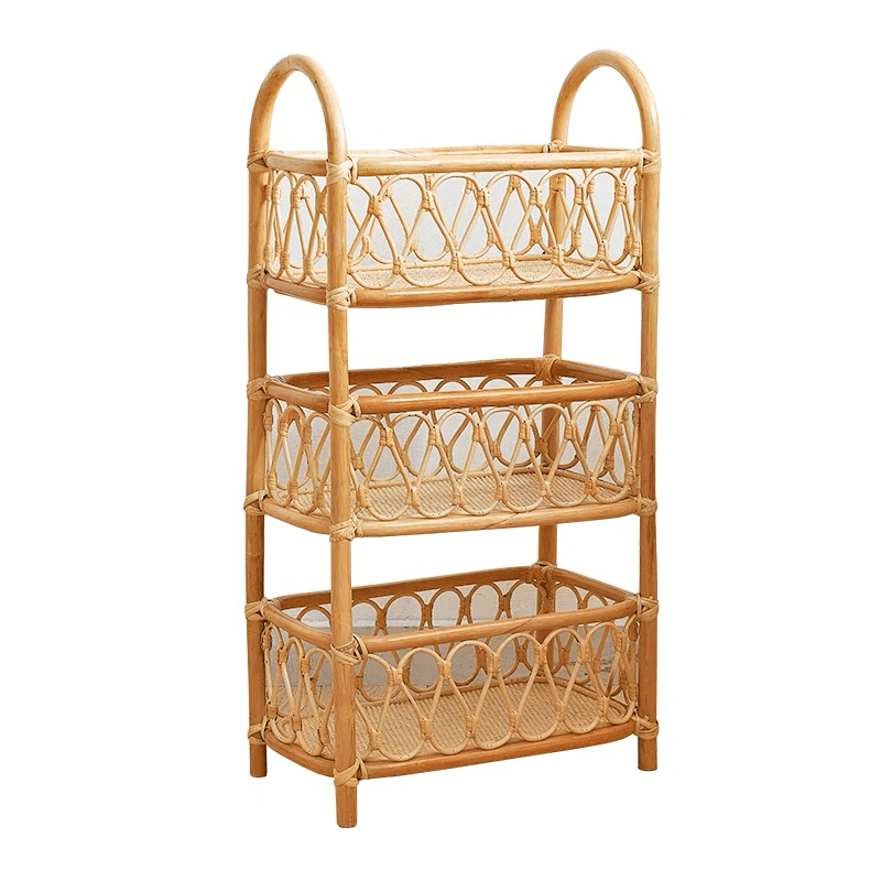 Elegant Boho Woven Rattan Storage Rack for Home Decor – CharmyDecor