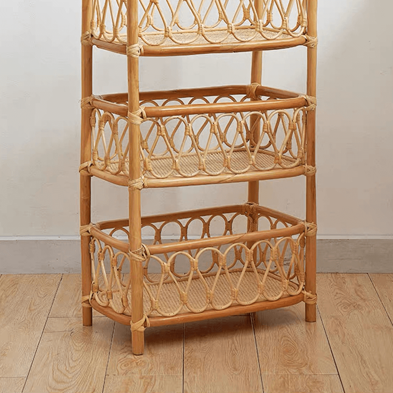 Elegant Boho Woven Rattan Storage Rack for Home Decor – CharmyDecor
