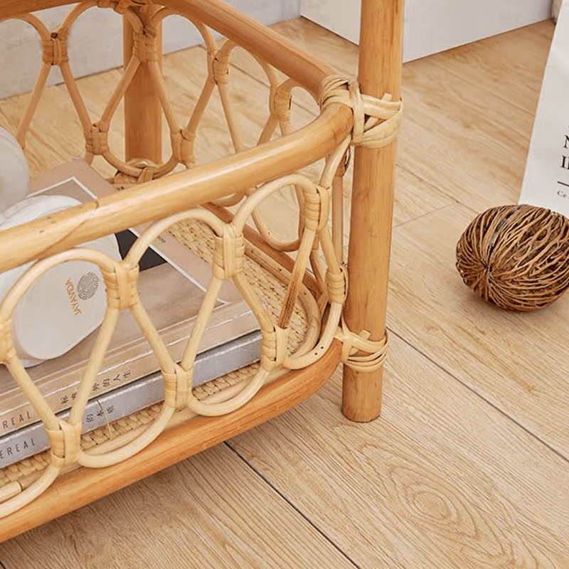 Elegant Boho Woven Rattan Storage Rack for Home Decor – CharmyDecor