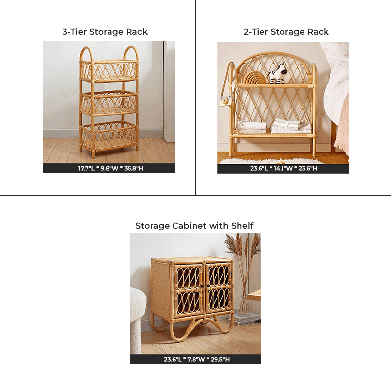 Elegant Boho Woven Rattan Storage Rack for Home Decor – CharmyDecor