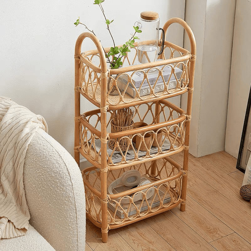 Boho Woven Rattan Storage Rack – CharmyDecor
