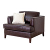 Modern Brown Top Grain Leather Comfy Accent Chair