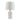 Full view of a turned off Ivory and white ceramic table lamp with contoured base 