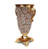 Ambrose Crystal Embellished Decorative Gold Plated Ceramic Vase with Wide Opening & Small Elegant Handles