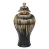 17 Inch Decorative Ginger Jar Ceramic Vase with Removable Lid in Black & Gold Finish