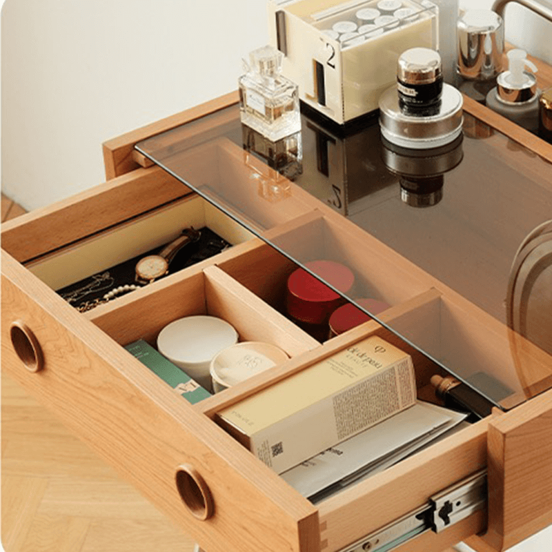 Cherry Wood Makeup Vanity with Iron Foot CharmyDecor