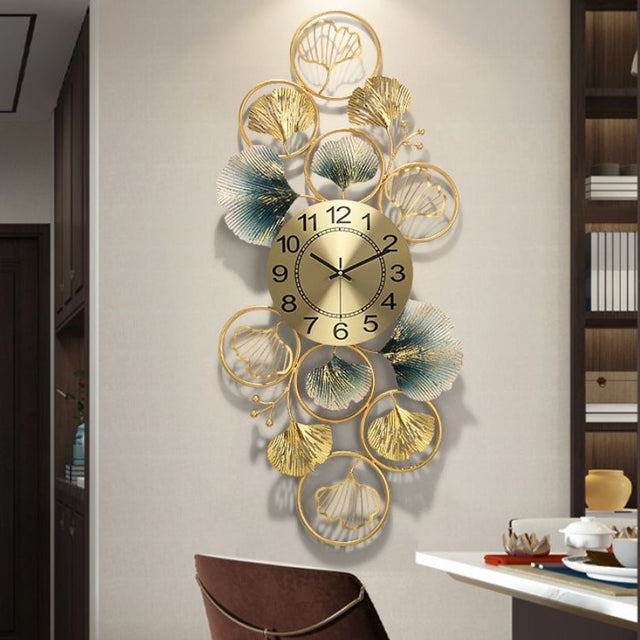 Chinese Clock Design Elegant Chinese Round Wall Clock with Ginkgo Leaf Design – CharmyDecor