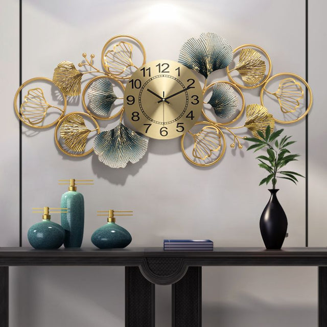 Chinese Clock Design Elegant Chinese Round Wall Clock with Ginkgo Leaf Design – CharmyDecor