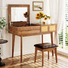 Classic Makeup Vanity with Flip-top Mirror and Stool