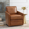 Brown Leather Comfy Swivel Accent Chair with Glider