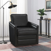 Black Leather Comfy Swivel Accent Chair with Glider