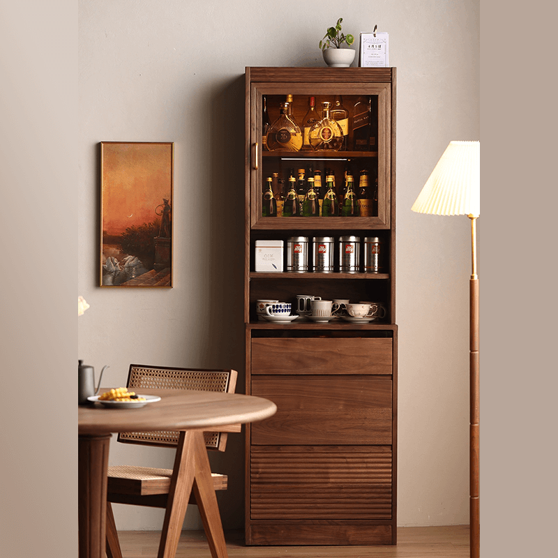 Contemporary Wooden Tall Wine Bar Cabinet CharmyDecor
