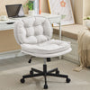 Modern Creamy White Comfy Office Chair with Rolling Swivel Wheels