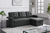 Dark Grey Chaise Sectional Pull Out Couch with Storage