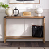 Modern Farmhouse Entryway Table with Lower Shelf & X-Shaped Side Frame in Brown Finish