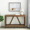 Farmhouse Entryway Table with Lower Shelf, A-Frame Design, Wood Tabletop in Rustic Oak Finish