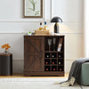 Farmhouse Wine Cabinet with Adjustable Storage Shelves & 9 Bottle Cubbies - Dark Brown