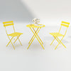 Foldable 3 Pieces Patio Bistro Metal Chair & Table Set in Yellow