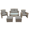 Gray 4-Piece Wicker Outdoor U-Style Patio Conversation Furniture Set with Ottoman and Cushions