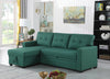 Green Chaise Sectional Pull Out Couch with Storage