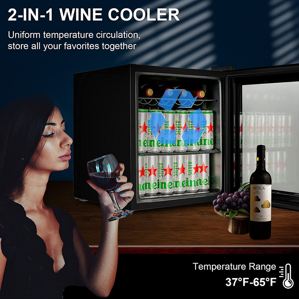 HCK 15 Bottles Mini Fridge Black - Wine Cooler Refrigerator