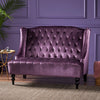 High Wingback Diamond Tuft Cute Sofa in Raisin Velvet Upholstery