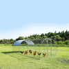 110" Large Silver Metal Plastic Net Chicken Coop with Oxford Cloth Waterproof UV Protection