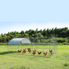 110" Large Silver Metal Plastic Net Chicken Coop with Oxford Cloth Waterproof UV Protection