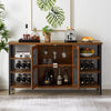 Industrial Dark Brown Wine Cabinet with 12 Bottles Rack & Wine Glass Holder
