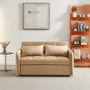 Khaki Velvet Loveseat Sleeper Sofa Bed with Storage and USB Port