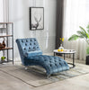 Light Blue Velvet Comfy Chaise Lounge Chair with Acrylic Feet