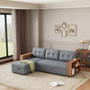 Light Grey Storage Sectional Sleeper Sofa with Chaise and Shelf