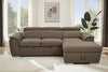 Contemporary L Shaped Brown Pullout Sofa Couch