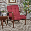 Mid-Century Modern Comfy Accent Chair with Wood Frame - Red and Dark Espresso