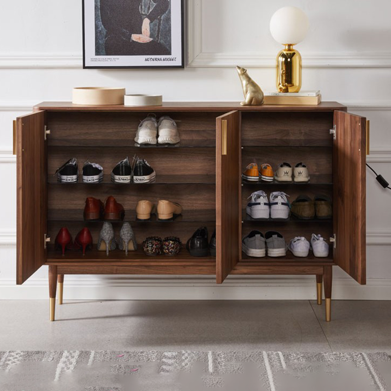 Shelf Mid Century Shoe Bench Buffalo Hide Pull Out Honey Caramel