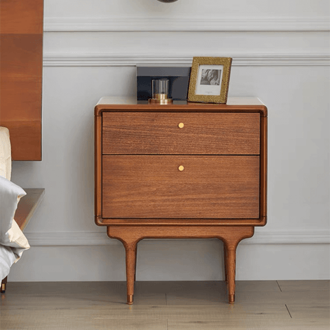 Mid-Century Modern Nightstand with 2 Drawer