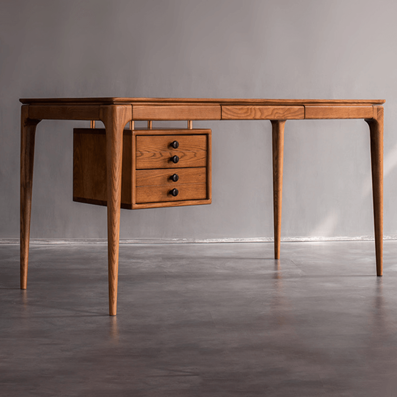 Walnut Desk With Three Solid Walnut Drawers, Mid Century Modern