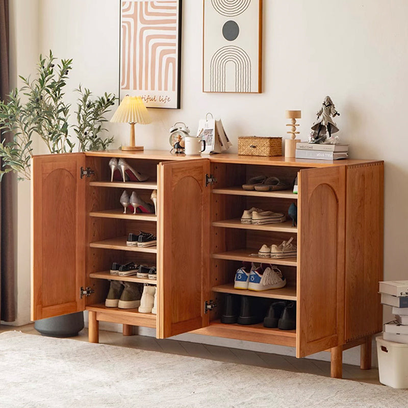 Minimalist Solid Wood Entryway Shoe Cabinet with Doors