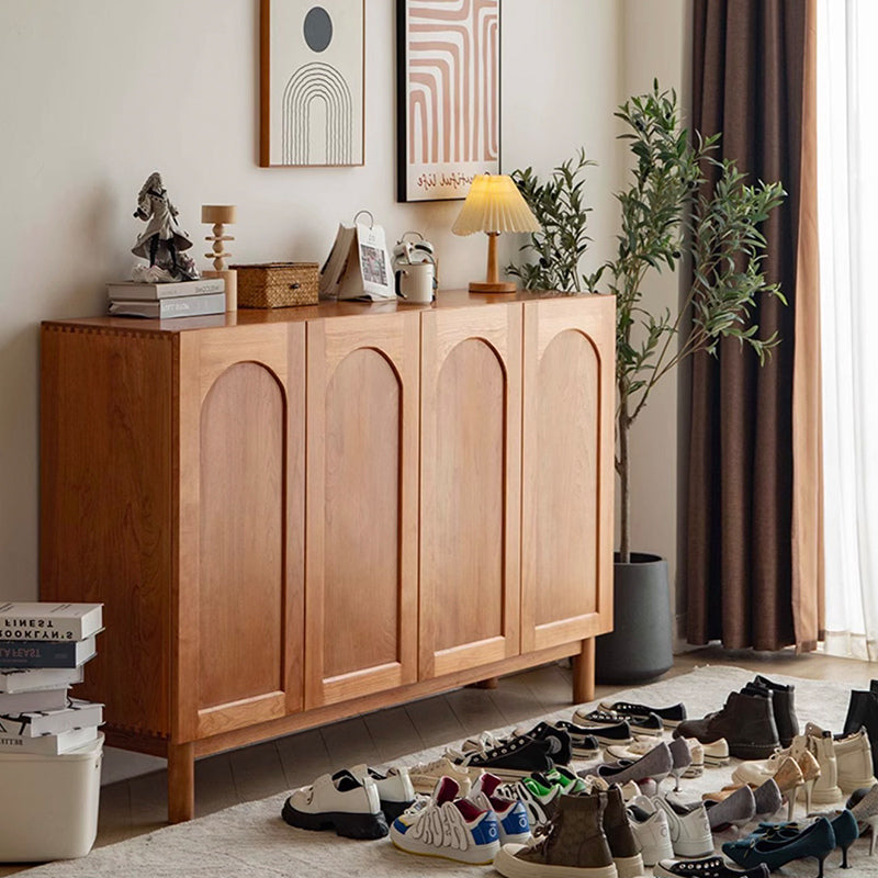 Minimalist Solid Wood Entryway Shoe Cabinet with Doors