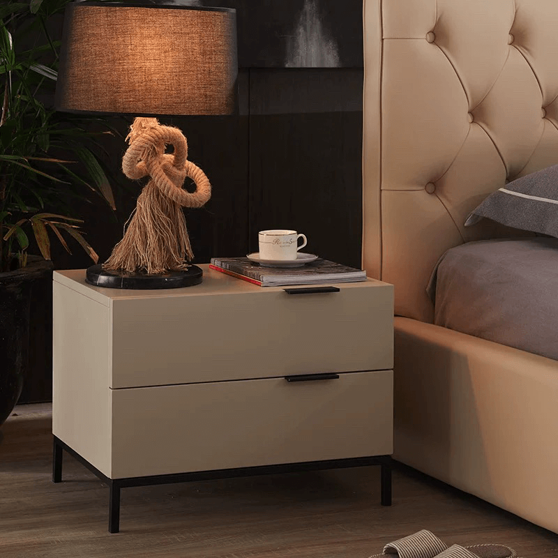 Stylish Minimalist Nightstand: 2-Drawer Wooden Design – CharmyDecor