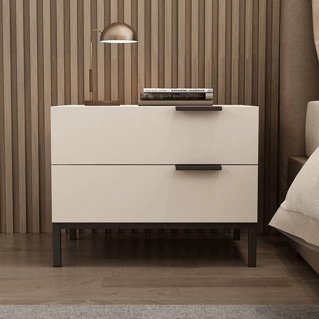 Stylish Minimalist Nightstand: 2-Drawer Wooden Design – CharmyDecor