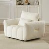 40" Modern Beige Comfy Accent Chair in Teddy Fabric & One Pillow