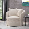 Modern Beige Comfy Lounge Chair with 360° Swivel Base & Pillows